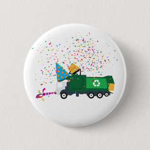 Badge Rond 5 Cm Recyclage de la fête des camions à ordures
