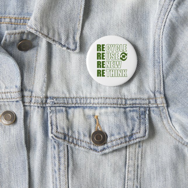 Badge Rond 5 Cm Recycler réduire la réutilisation renouveler repen (En situation)