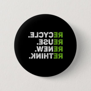 Badge Rond 5 Cm Recycler réutiliser Renouveler l'environnement de