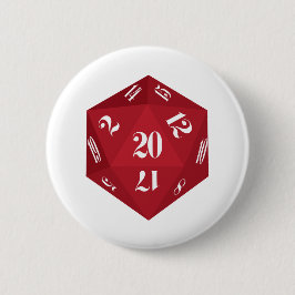 Badge Rond 5 Cm Red-20-Sided-Dice