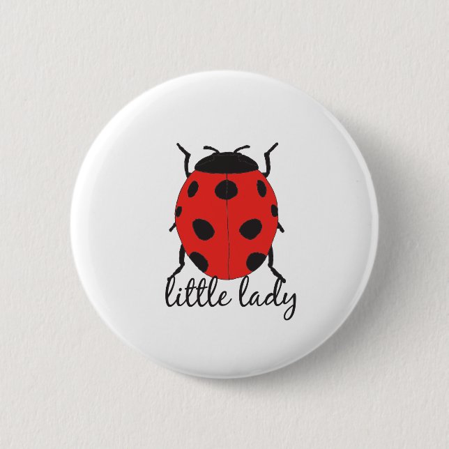 Badge Rond 5 Cm Red & Black Baby Ladybug mignon Red Ladybug Insect (Devant)