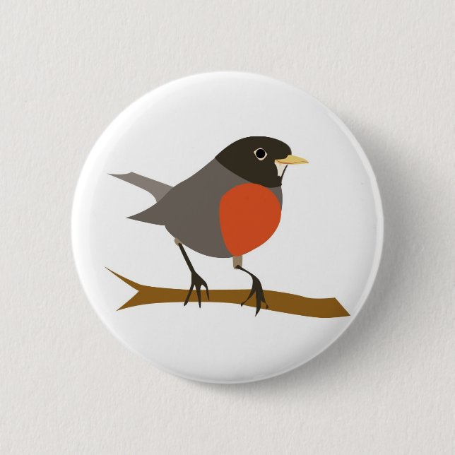 Badge Rond 5 Cm Red Breast Robin sur Branche (Devant)