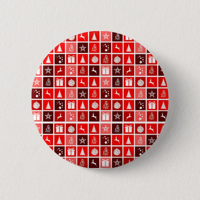 Badge Rond 5 Cm Red Christmas Holiday Cute Tree Reinder (Devant)