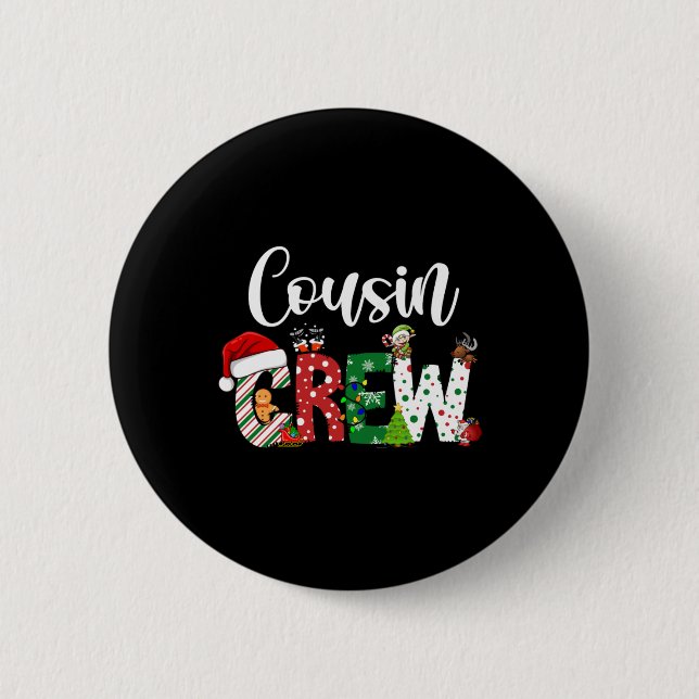 Badge Rond 5 Cm Red Cousin Crew Christmas Retro  (Devant)