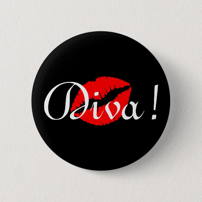 Badge Rond 5 Cm Red Diva Kiss (Devant)