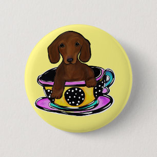 Badge Rond 5 Cm Red Doxie