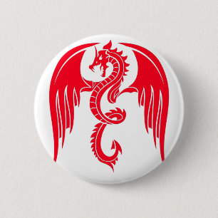 Badge Rond 5 Cm Red Dragaon Dragon Rouge