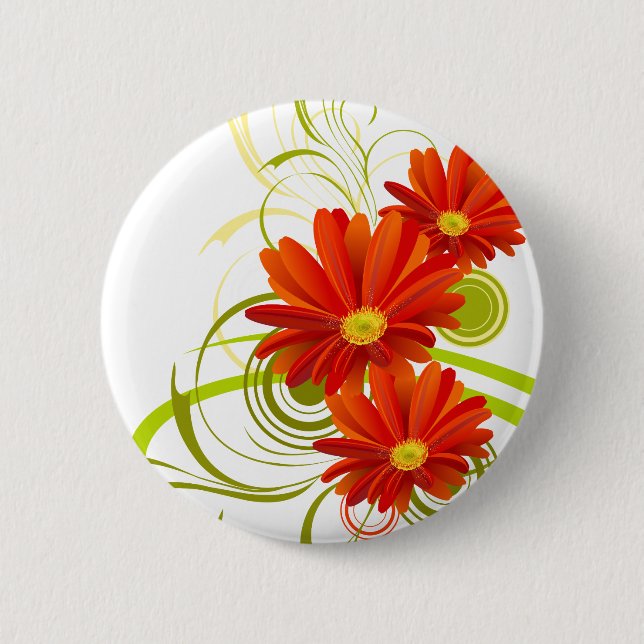 Badge Rond 5 Cm Red Gerbera Daisy (Devant)
