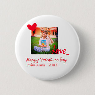 Badge Rond 5 Cm Red heart love heureuse Sainte-Valentin ajouter ph