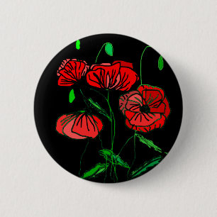 Badge Rond 5 Cm Red Poppy Art -