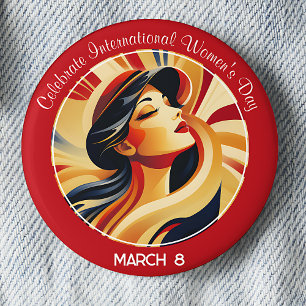 Badge Rond 5 Cm Red Retro célèbre la Journée internationale de la 