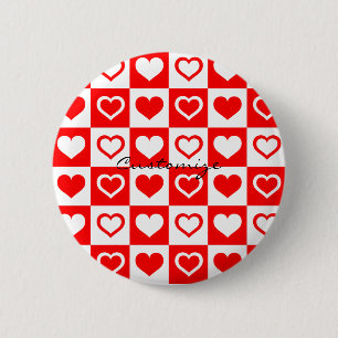 Badge Rond 5 Cm Red Rose Plaid Motif Thunder_Cove