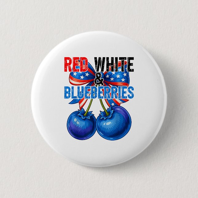 Badge Rond 5 Cm Red White Blueberries Funny Patriotic Retro Usa Hu (Devant)