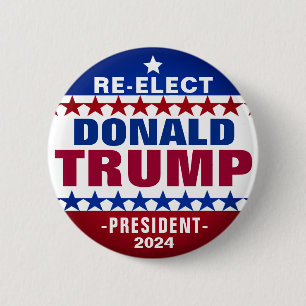 Badge Rond 5 Cm RÉÉLECTION Bouton de campagne DONALD TRUMP 2024