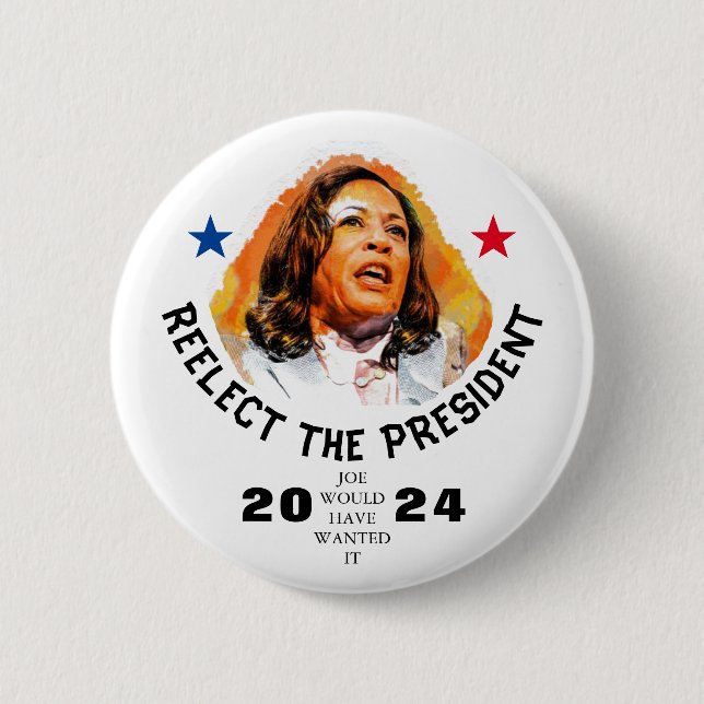 Badge Rond 5 Cm Réélire Kamala Harris 2024 (Devant)