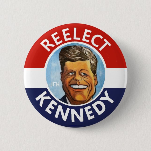 BADGE ROND 5 CM RÉÉLISEZ JFK JACK KENNEDY (Devant)