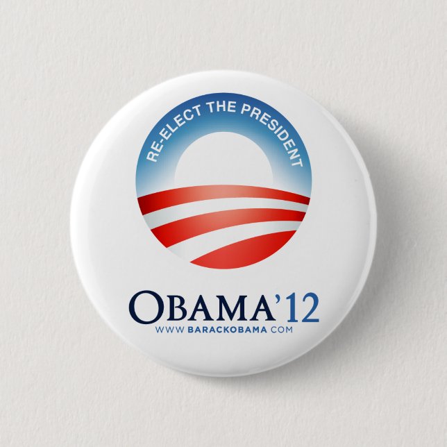 Badge Rond 5 Cm Réélisez le président : Bouton d'Obama 2012 (Devant)