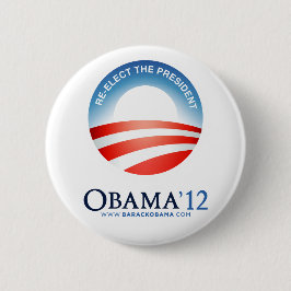 Badge Rond 5 Cm Réélisez le président : Bouton d'Obama 2012