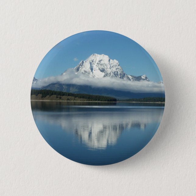 Badge Rond 5 Cm Reflet du mont Moran dans le Grand Teton (Devant)