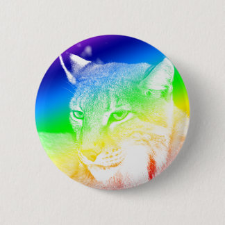 Badge Rond 5 Cm Reflets Arc-en-ciel Lynx