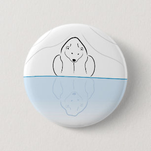 Badge Rond 5 Cm Réflexion d'ours blanc sur le réchauffement