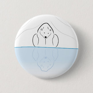 Badge Rond 5 Cm Réflexion d'ours blanc sur le réchauffement