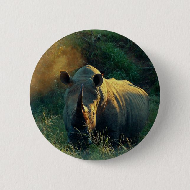 Badge Rond 5 Cm Regard fixe de rhinocéros (Devant)