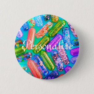 Badge Rond 5 Cm Regard infirmière paillettes médicaments pilules m