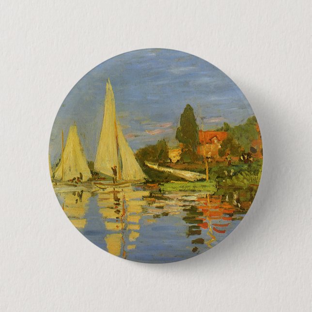 Badge Rond 5 Cm Regatta à Argenteuil par Claude Monet (Devant)