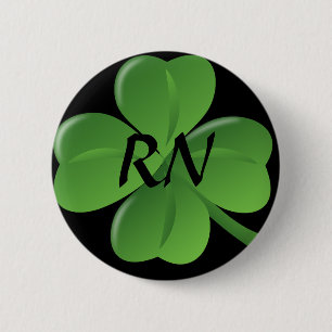 Badge Rond 5 Cm Registered Nurse Lucky Green Shamrock