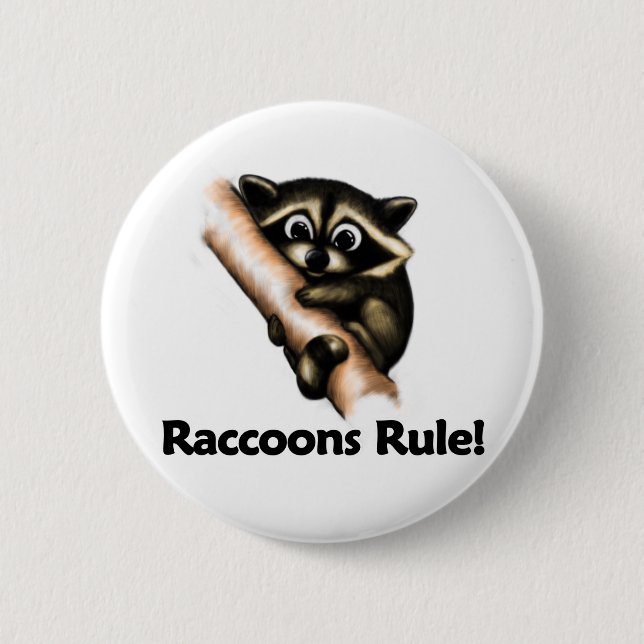 Badge Rond 5 Cm Règle de ratons laveurs ! (Devant)