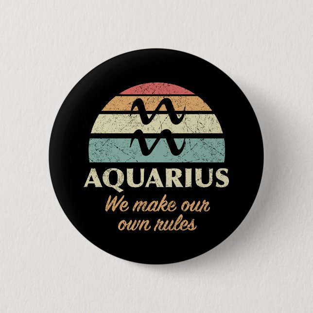 Badge Rond 5 Cm Règles amusantes de Zodiac Aquarius (Devant)