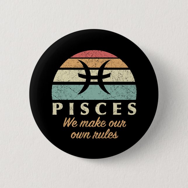 Badge Rond 5 Cm Règles de Zodiac de Poissons Drôle (Devant)