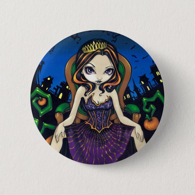 Badge Rond 5 Cm "Reine bouton de Halloween" (Devant)