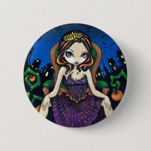 Badge Rond 5 Cm "Reine bouton de Halloween"