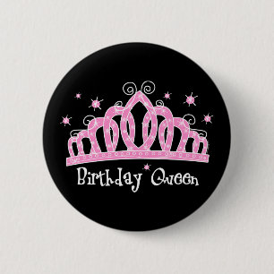 Badge Rond 5 Cm Reine d'anniversaire de diadème