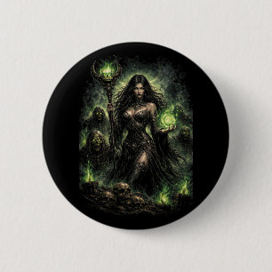 Badge Rond 5 Cm Reine de la Flamme Verte