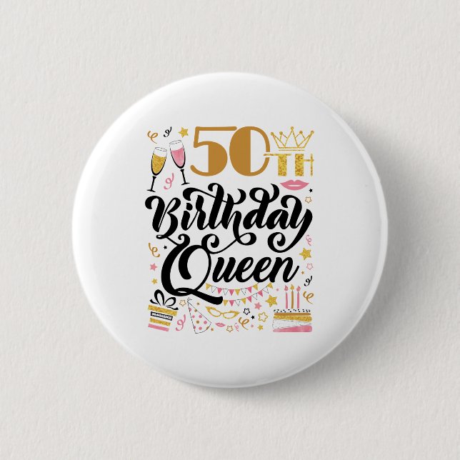 Badge Rond 5 Cm Reine du 50e anniversaire (Devant)