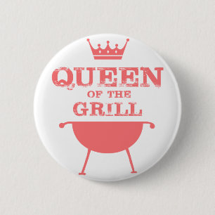 Badge Rond 5 Cm Reine Du Grill, Rose