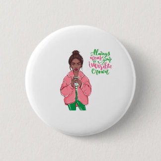 Badge Rond 5 Cm Reine rose et verte