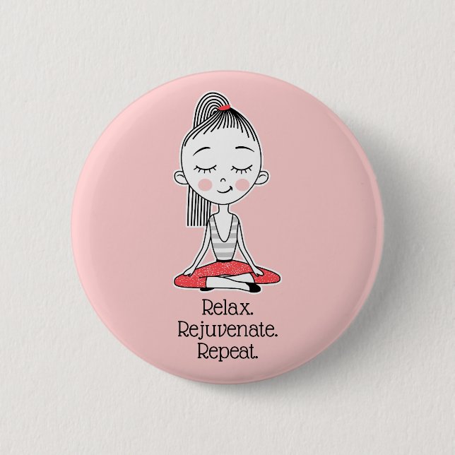 Badge Rond 5 Cm Relax Zen Peace Yoga (Devant)