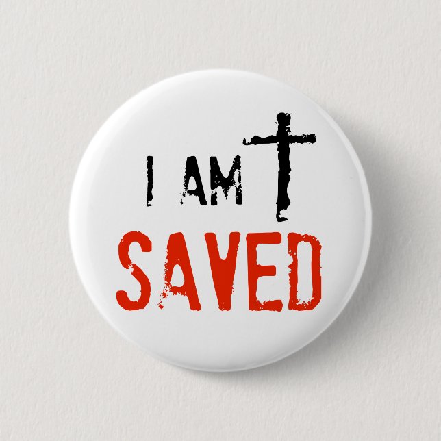 Badge Rond 5 Cm Religieux je suis sauvé (Devant)