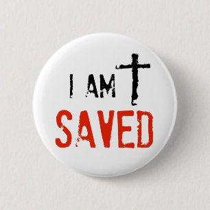 Badge Rond 5 Cm Religieux je suis sauvé