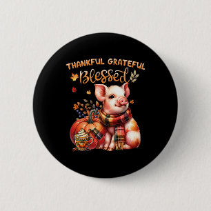 Badge Rond 5 Cm Remerciements Gratuit Bienheureux Cochon D'Animal 