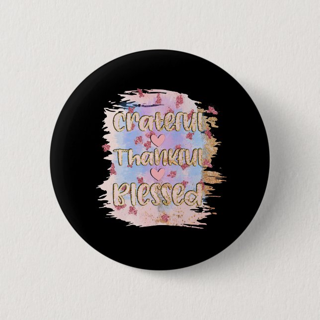 Badge Rond 5 Cm Remerciements Heureux Bénis (Devant)