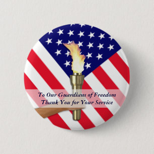 Badge Rond 5 Cm Remerciements militaires vétéran et service actif