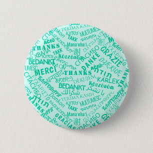 Badge Rond 5 Cm Remerciements! - Multi Language - International Wo