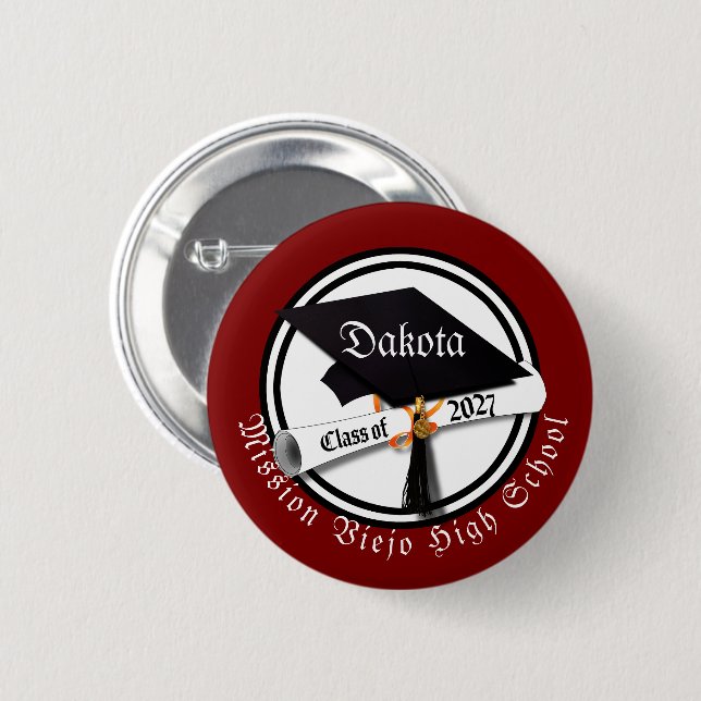 Badge Rond 5 Cm Remise des diplômes de la promotion 2027 de Cap Di (Devant & derrière)