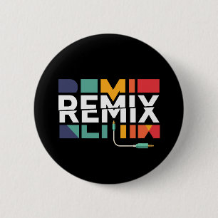 Badge Rond 5 Cm Remix Audio Graphisme Géométrique Rétro Musique