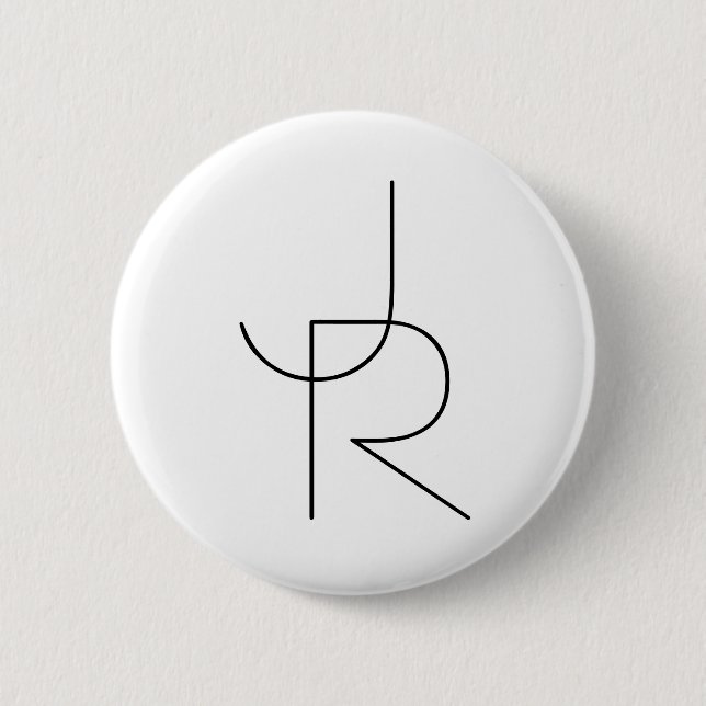 Badge Rond 5 Cm Remplacement des initiales | Noir en blanc (Devant)